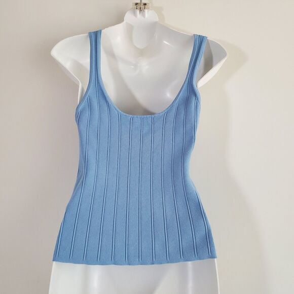 J Crew Women's Tank Top Medium Blue Ribbed Stretchy Casual Capsule Wardrobe - Picture 6 of 11